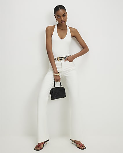 Cream Halter Neck Bodysuit