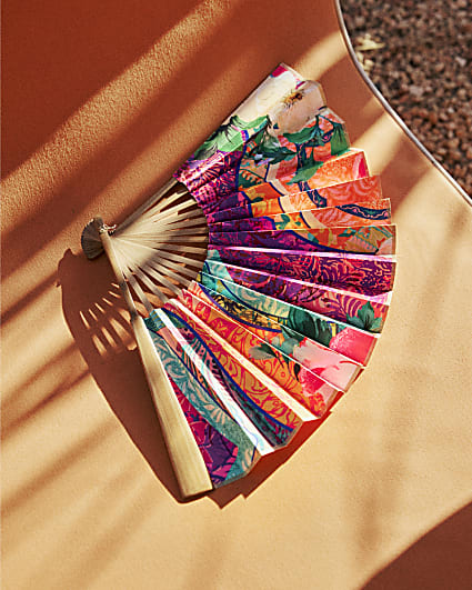 Pink Printed Hand Fan