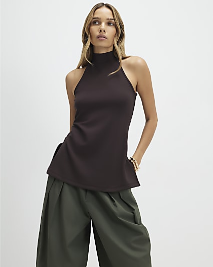Brown Premium Halter Neck Top