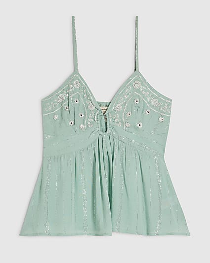 Blue Mirror Embroidered Cami