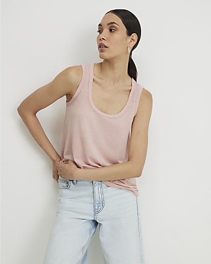 Pink Burnout Tank Top