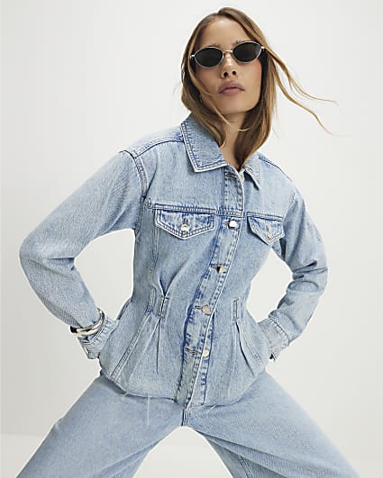 Blue Waisted Denim Jacket