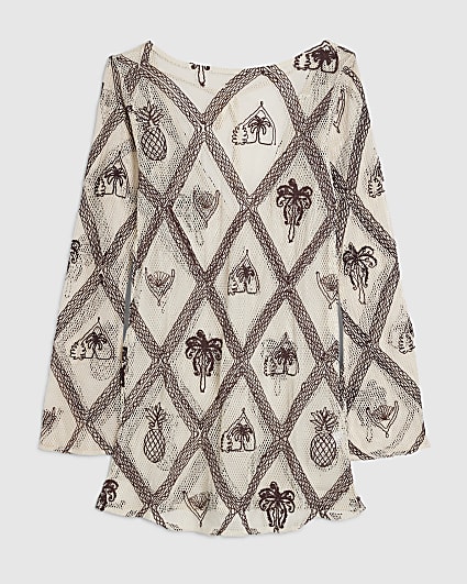 Cream Crochet Motif Mini Dress