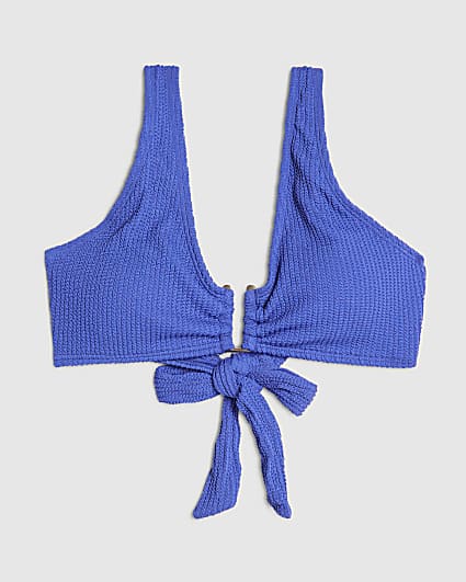 Blue Textured Cami Bikini Top