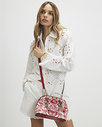 Red Paisley Print Kettle Tote Bag