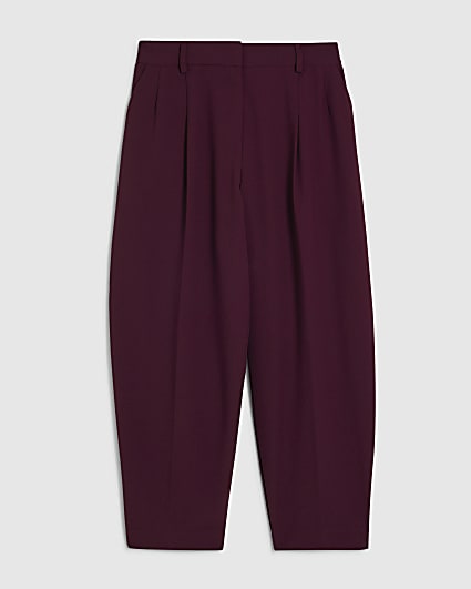 Petite Red Drapey Barrel Leg Trousers