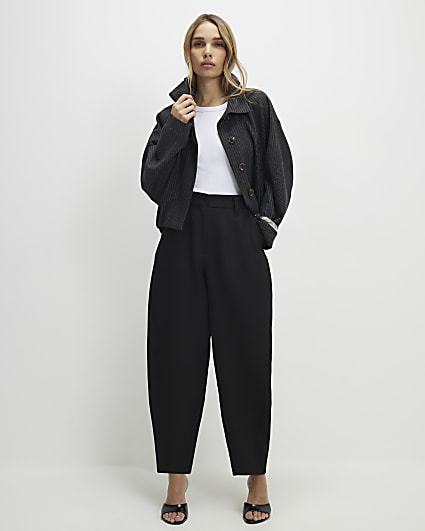Black Tailored Tapered Trousers