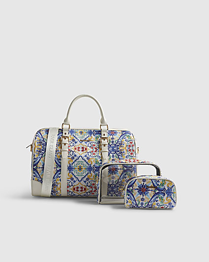 White Tile Print Barrell Bag Bundle