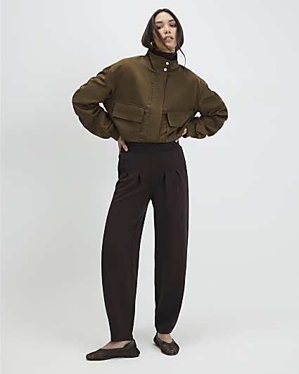 Brown Premium Pleat Front Trousers
