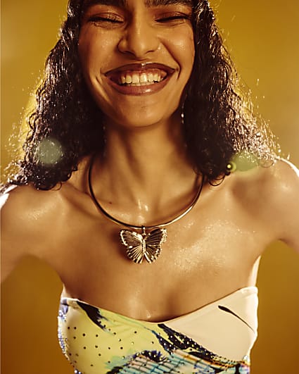 Silver Butterfly Torque Necklace