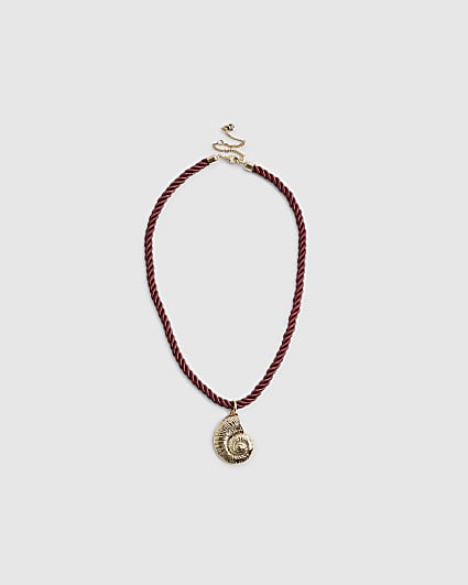 Gold Shell Pendant Rope Necklace