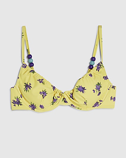 Yellow Floral Underwired Bikini Top