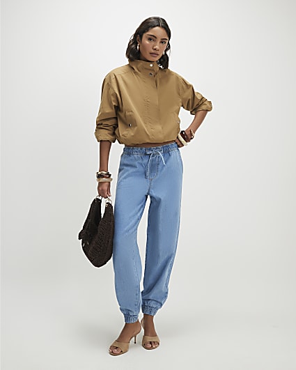 Blue Denim Cuffed Joggers