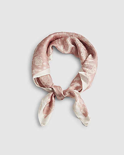 Pink Paisley Print Neck Scarf
