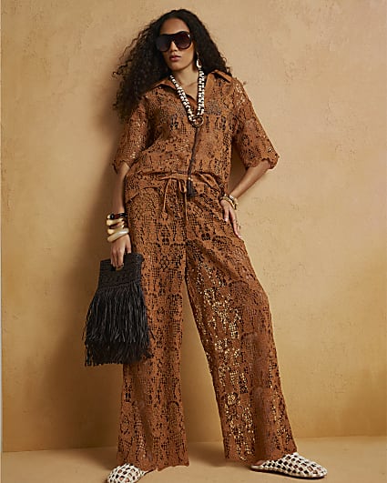 Brown Crochet Trousers