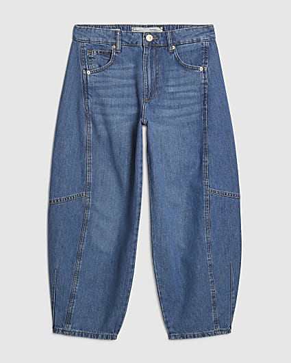 Petite Blue Soft Barrel Laeg Jeans