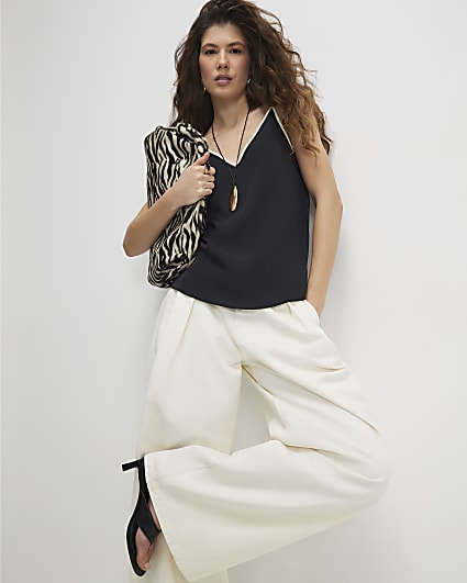 Black Contrast Trim Cami Top