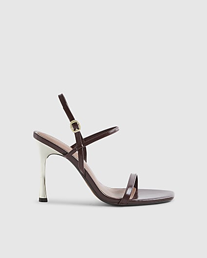 Red Open Back Heeled Sandals