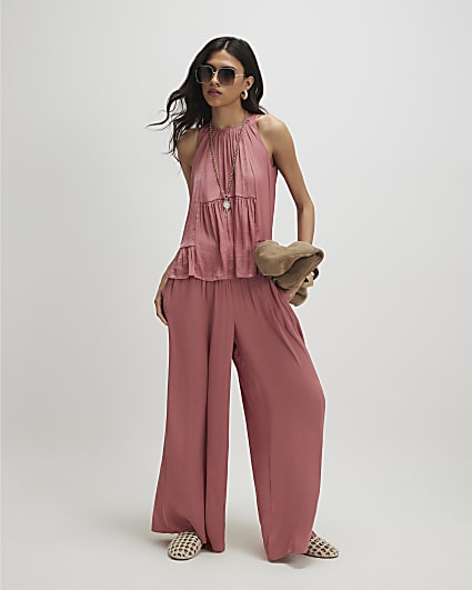 Pink Wide Leg Trousers