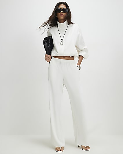 Cream Wide Leg Trousers