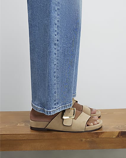 Beige Hardware Footbed Sandals