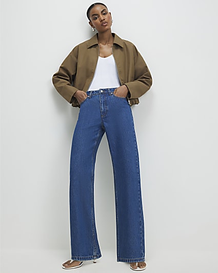 Blue Relaxed Straight Leg Jeans