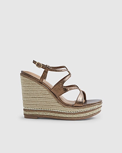 Bronze Caged Wedge Sandals