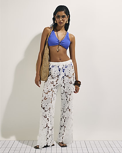 Cream Lace Beach Trousers