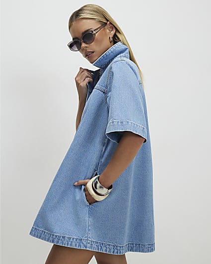 Petite Denim Button Through Dress