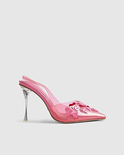 Pink Heart Perspex Heart Court Heels