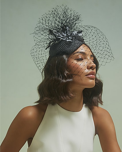 Black Natascha 3D Flower Fascinator