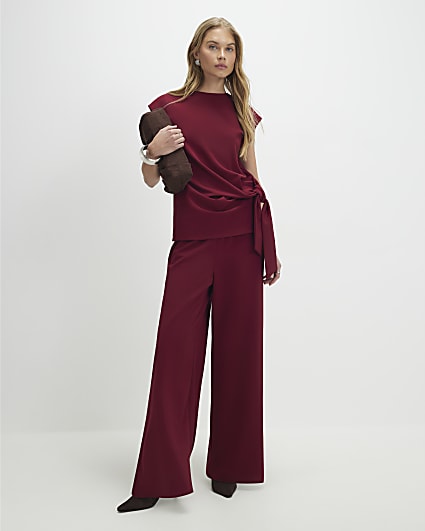 Red Wide Leg Trousers
