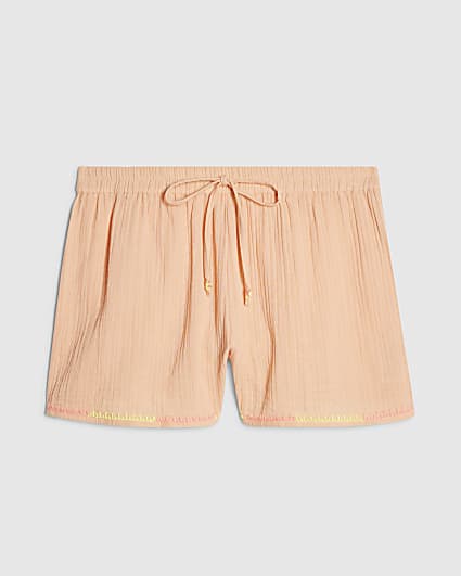 Orange Textured Beach Shorts