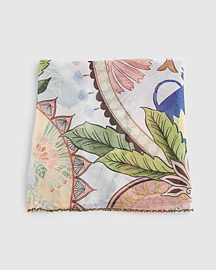 Blue Leaf Print Mini Sarong