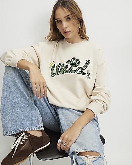 Cream Cactus Embroidered Sweatshirt
