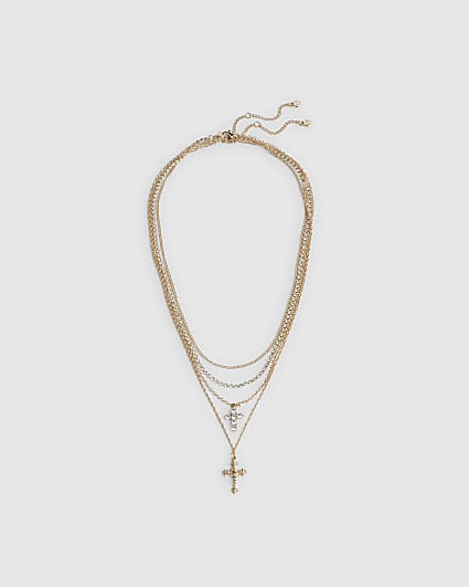 Gold Cross Layered Necklace