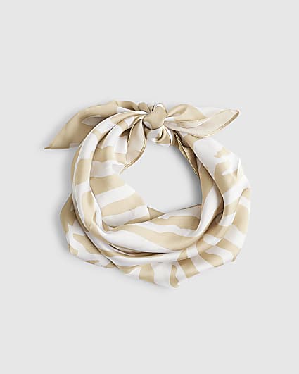 Beige Striped Scarf