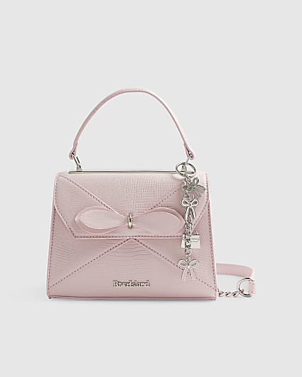 Pink Mini Bow Front Charm Tote Bag