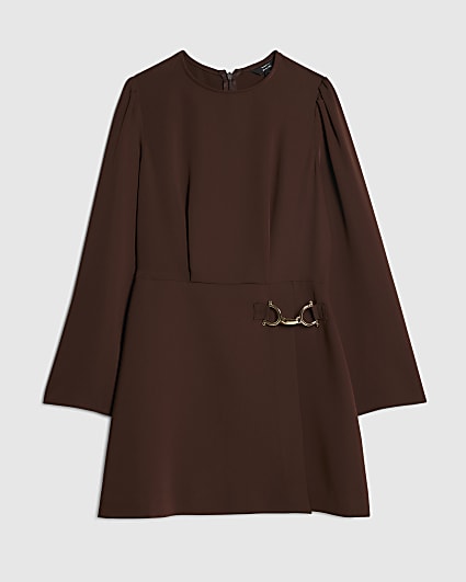 Petite Brown Snaffle Detail Mini Dress