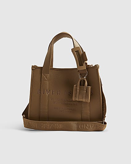 Brown Embroidered Tote Bag