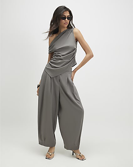 Khaki Balloon Leg Trousers