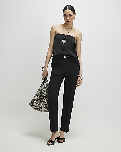 Black Belted Slim Fit Trousers