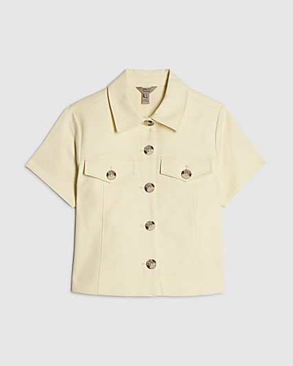 Petite Yellow Cotton Blend Boxy Shirt