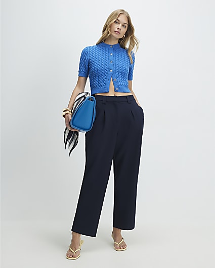Navy Straight Leg Trousers
