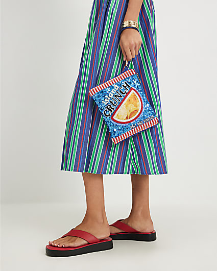 Blue Premium Embellished Crisps Clutch Bag