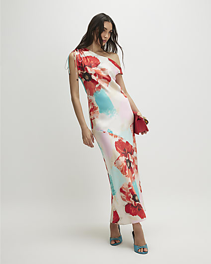 Orange One Shoulder Maxi Dress