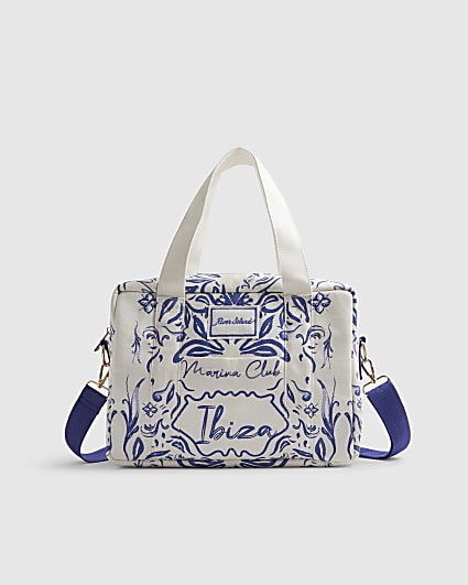 White Ibiza Print Holdall Bag