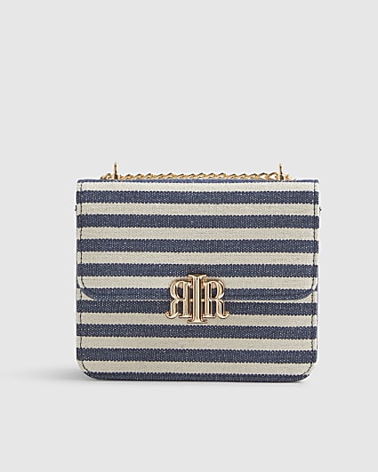 Navy Mini Stripe Satchel Purse