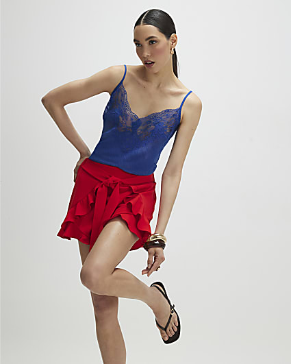 Red Layered Frill Shorts