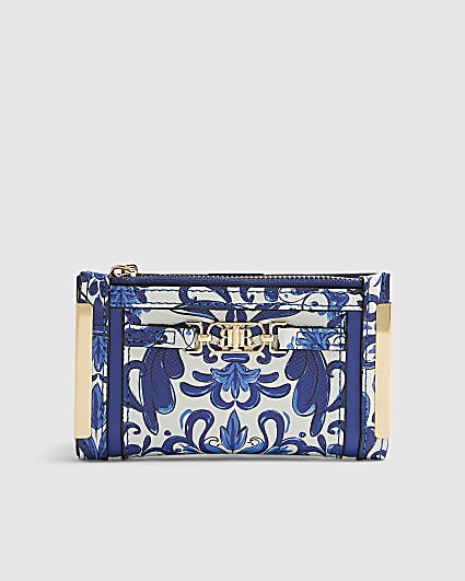 Blue Tile Print Mini Purse